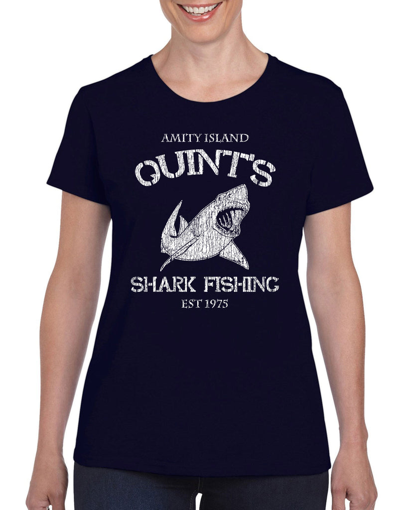 Hot Press Apparel Women's Short Sleeve Shirt comfy Quint's Shark fishing great white Jaws 70s movie scary Amity Island costume