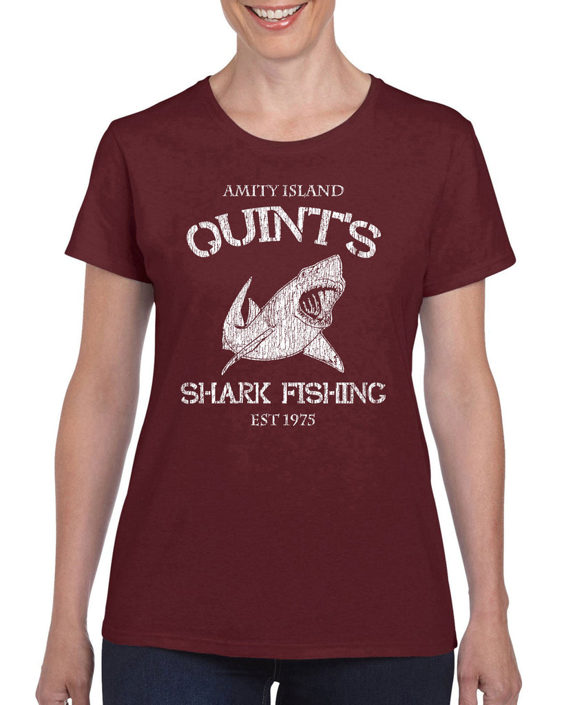 Hot Press Apparel Women's Short Sleeve Shirt comfy Quint's Shark fishing great white Jaws 70s movie scary Amity Island costume