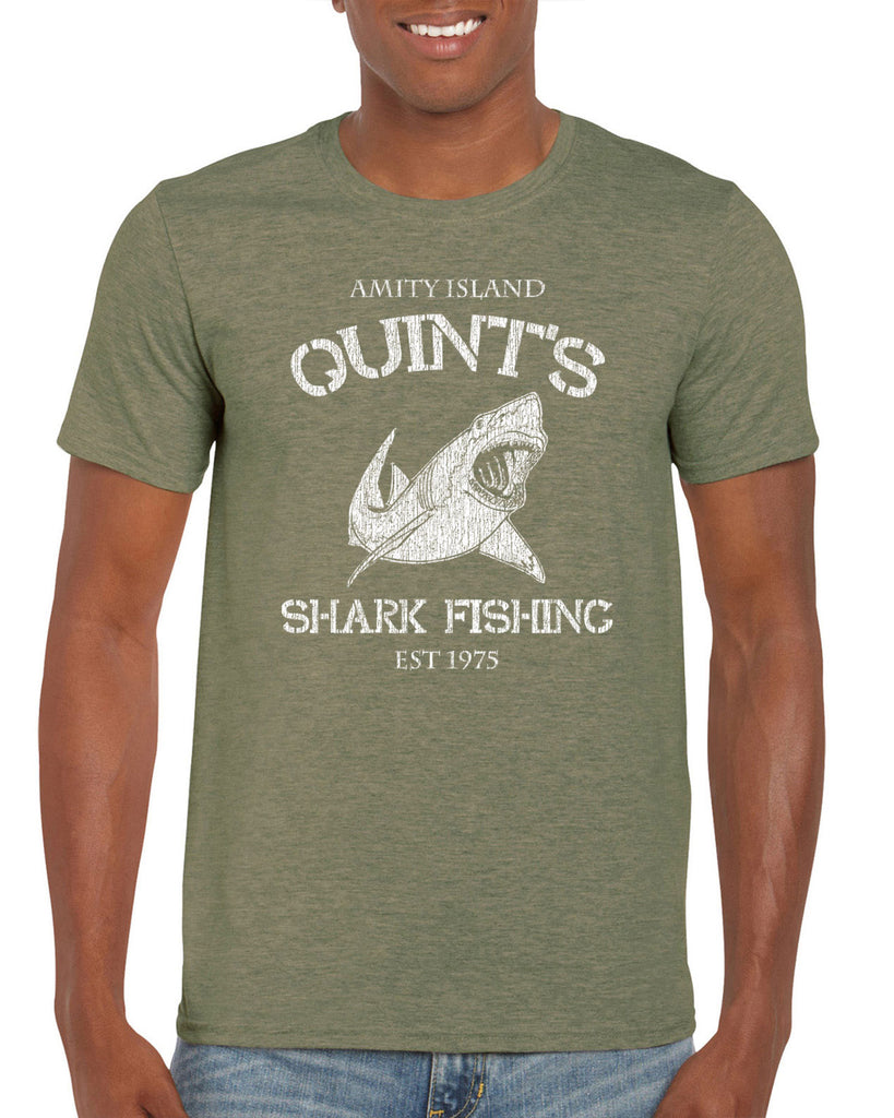 Hot Press Apparel Mens T-Shirt comfy Quint's Shark fishing great white Jaws 70s movie scary Amity Island costume