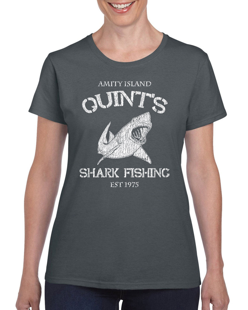 Hot Press Apparel Women's Short Sleeve Shirt comfy Quint's Shark fishing great white Jaws 70s movie scary Amity Island costume