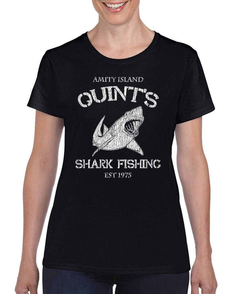 Hot Press Apparel Women's Short Sleeve Shirt comfy Quint's Shark fishing great white Jaws 70s movie scary Amity Island costume