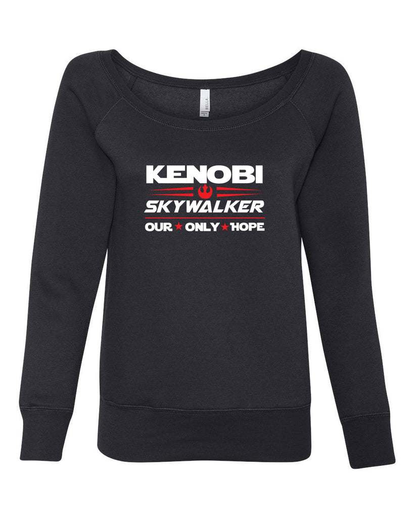 Kenobi Skywalker 2020 Womens Off the Shoulder Crew Sweatshirt luke obi wan star wars president campaign election only hope jedi 80s movie