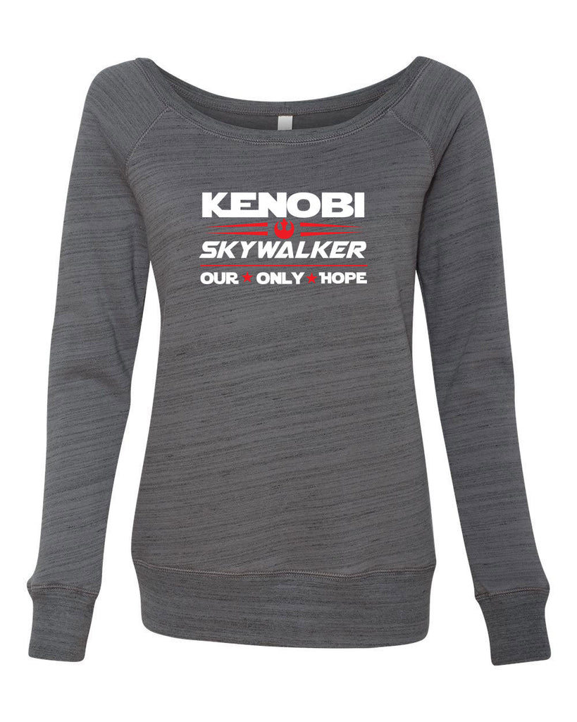 Kenobi Skywalker 2020 Womens Off the Shoulder Crew Sweatshirt luke obi wan star wars president campaign election only hope jedi 80s movie