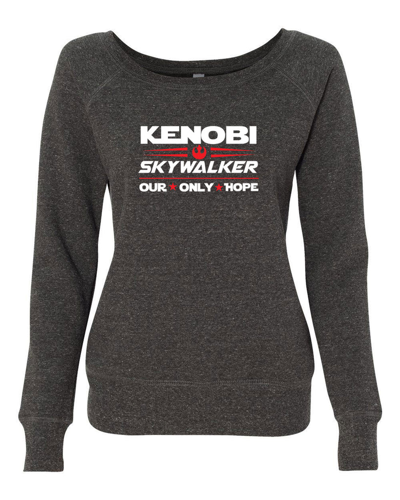 Kenobi Skywalker 2020 Womens Off the Shoulder Crew Sweatshirt luke obi wan star wars president campaign election only hope jedi 80s movie