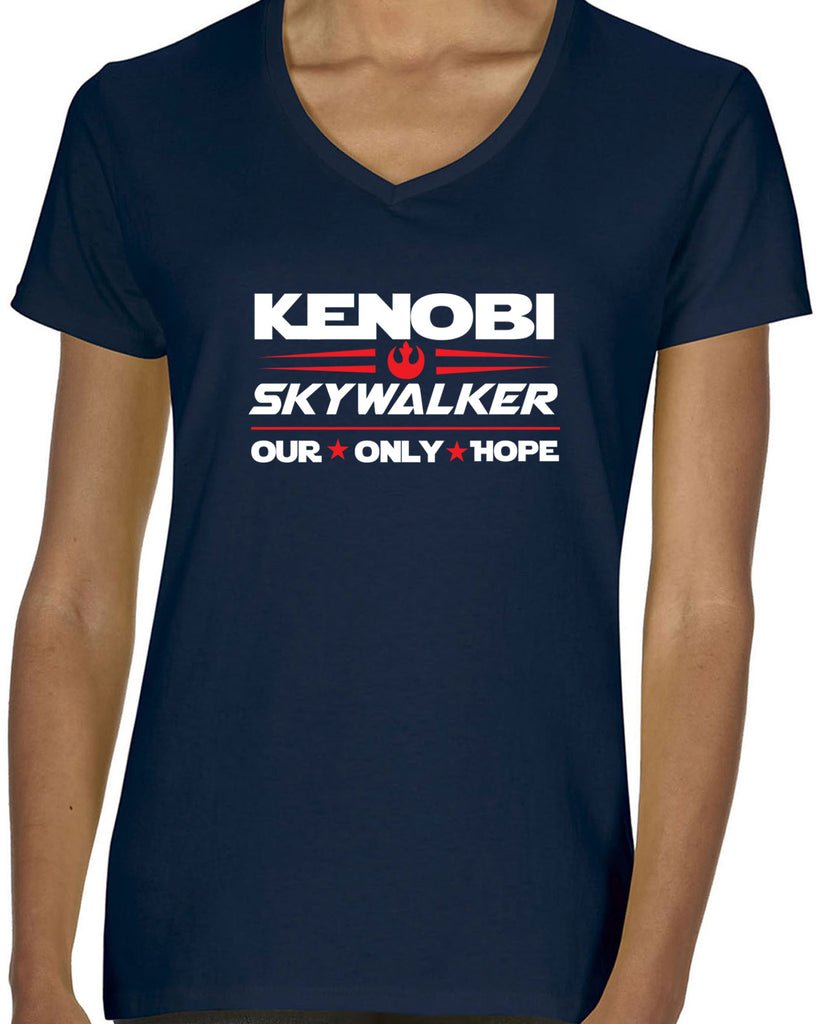 Kenobi Skywalker 2020 Womens V-neck Shirt luke obi wan star wars president campaign election only hope jedi 80s movie Edit alt text