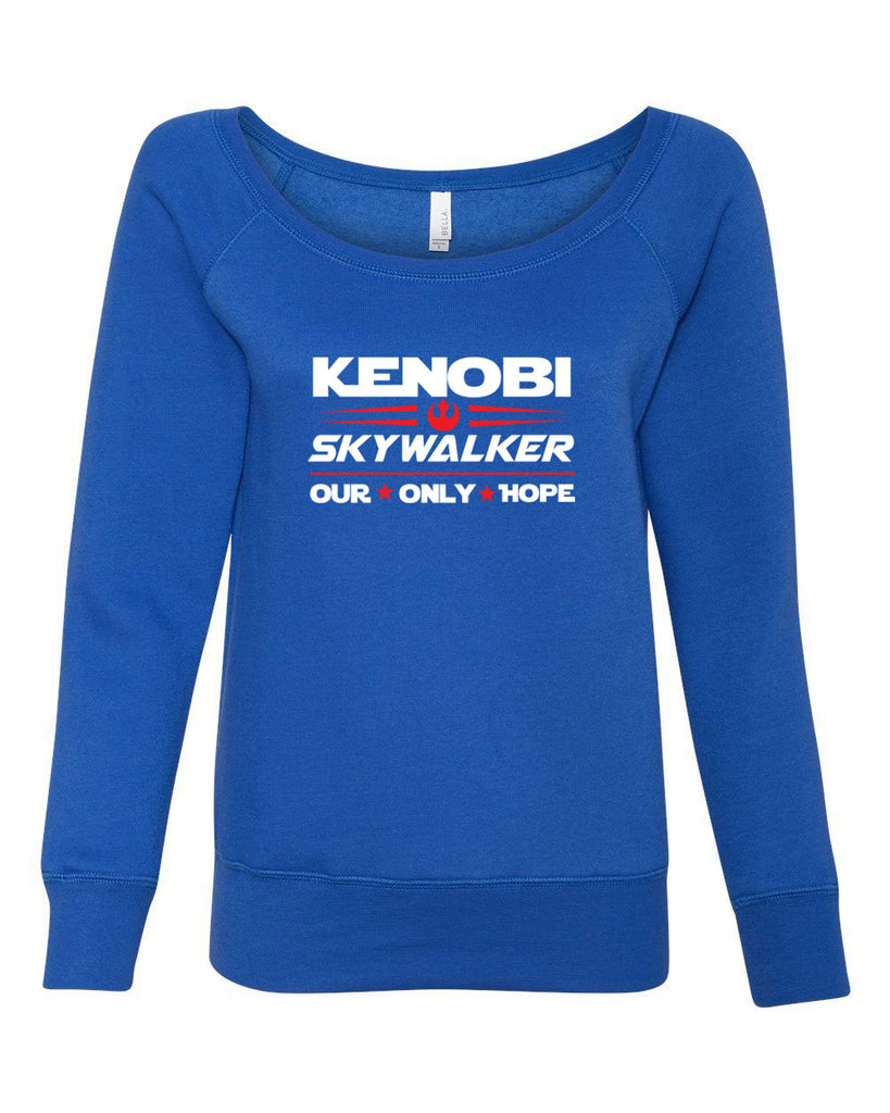 Kenobi Skywalker 2020 Womens Off the Shoulder Crew Sweatshirt luke obi wan star wars president campaign election only hope jedi 80s movie