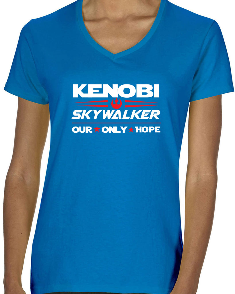 Kenobi Skywalker 2020 Womens V-neck Shirt luke obi wan star wars president campaign election only hope jedi 80s movie Edit alt text