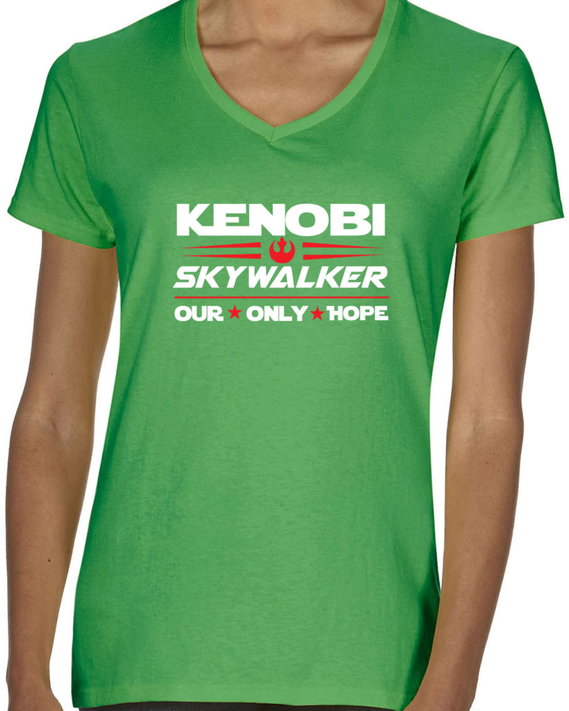 Kenobi Skywalker 2020 Womens V-neck Shirt luke obi wan star wars president campaign election only hope jedi 80s movie Edit alt text
