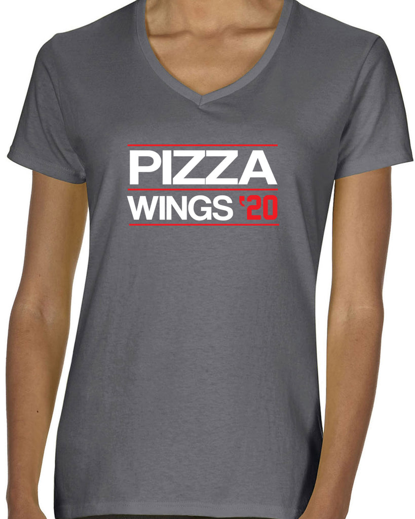 Women's Short Sleeve V-Neck T-Shirt - Pizza Wings 2020