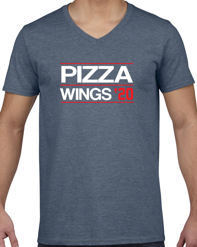 Pizza Wings 2020 Mens V-neck Shirt food snacks sports party election campaign president