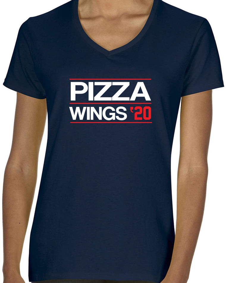 Women's Short Sleeve V-Neck T-Shirt - Pizza Wings 2020