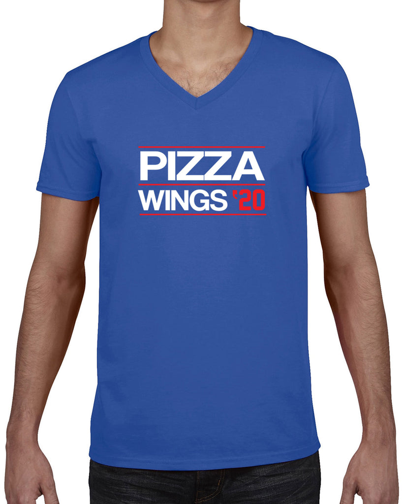 Pizza Wings 2020 Mens V-neck Shirt food snacks sports party election campaign president