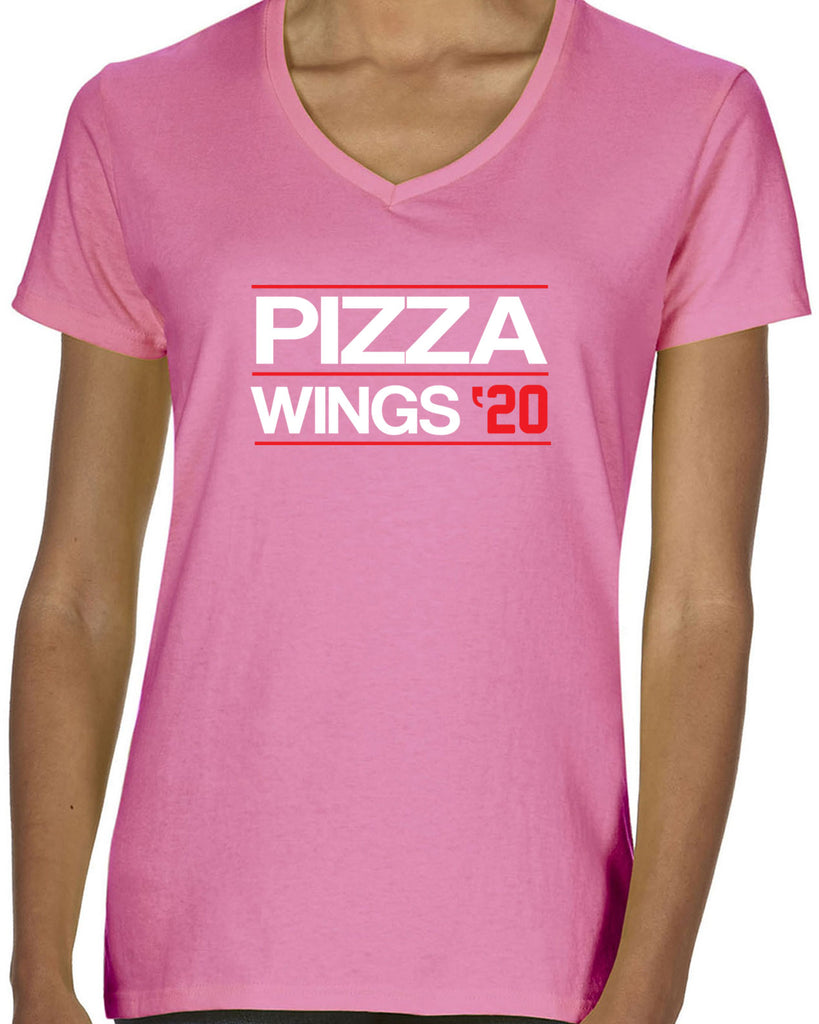 Pizza Wings 2020 Womens V-neck Shirt food snacks sports party election campaign president
