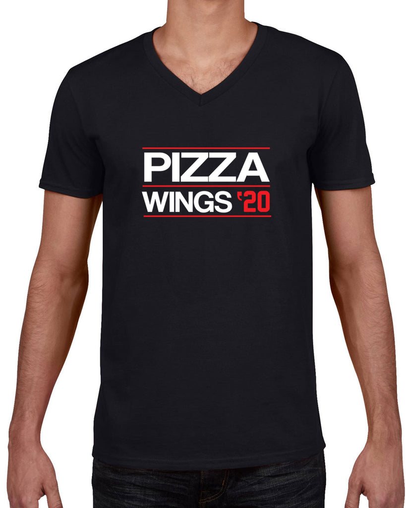 Pizza Wings 2020 Mens V-neck Shirt food snacks sports party election campaign president