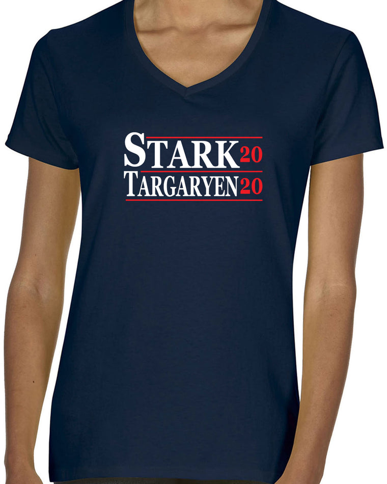 Women's Short Sleeve V-Neck T-Shirt - Stark Targaryen 2020