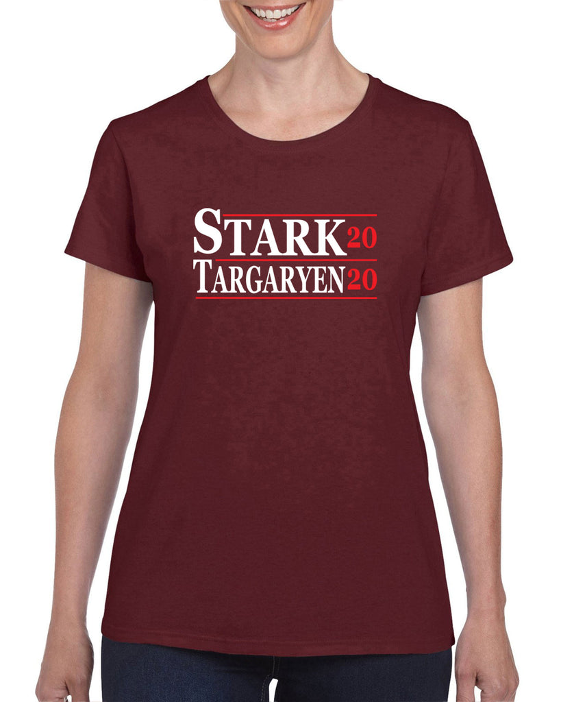 Stark Targaryen 2020 Womens T-shirt game of thrones dragons dire wolf tv show kings landing winterfell president campaign