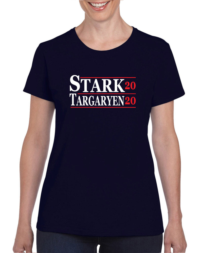Stark Targaryen 2020 Womens T-shirt game of thrones dragons dire wolf tv show kings landing winterfell president campaign