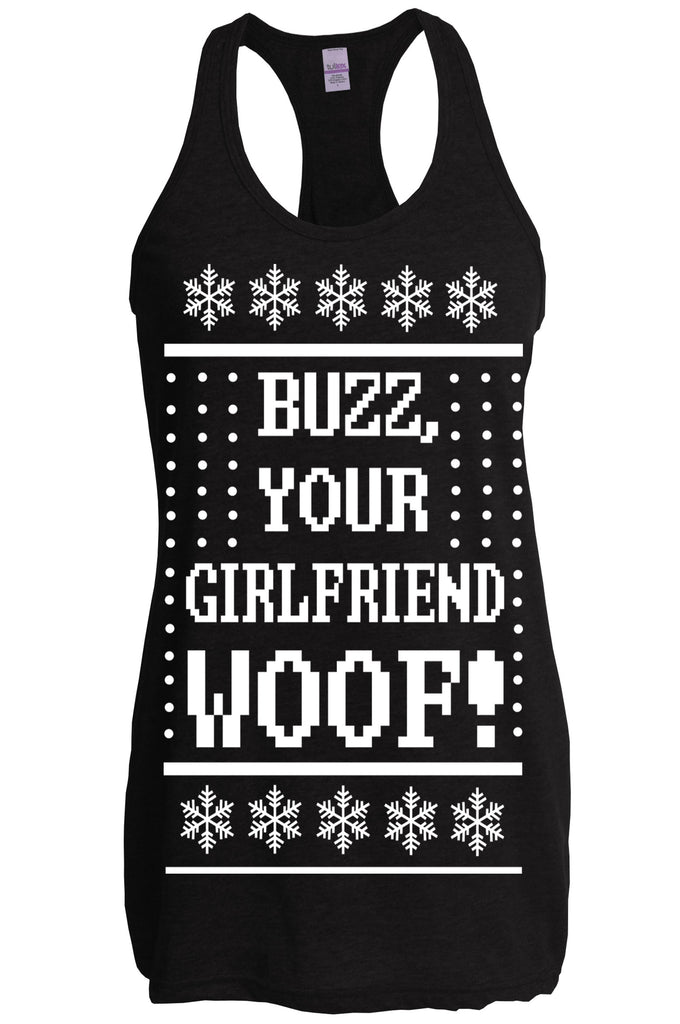 Hot Press Apparel Ugly Christmas Sweater Home 90s Movie Buzz Kevin Alone Holiday Party Costume Gift Present Funny Women's Tank Shirt