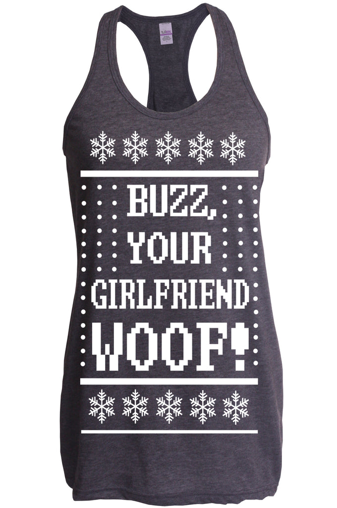 Hot Press Apparel Ugly Christmas Sweater Home 90s Movie Buzz Kevin Alone Holiday Party Costume Gift Present Funny Women's Tank Shirt