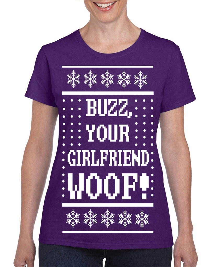 Hot Press Apparel Women's Shirt Ugly Christmas Sweater Home Buzz Gift Present Alone Kevin Buzz Ladies Tee 90s Movie Holiday