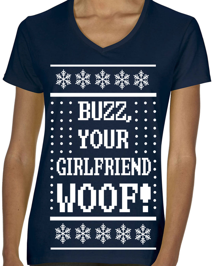 Hot Press Apparel Ugly Christmas Sweater Home 90s Movie Buzz Alone Kevin Holiday Party Gift Present Women's Shirt Costume