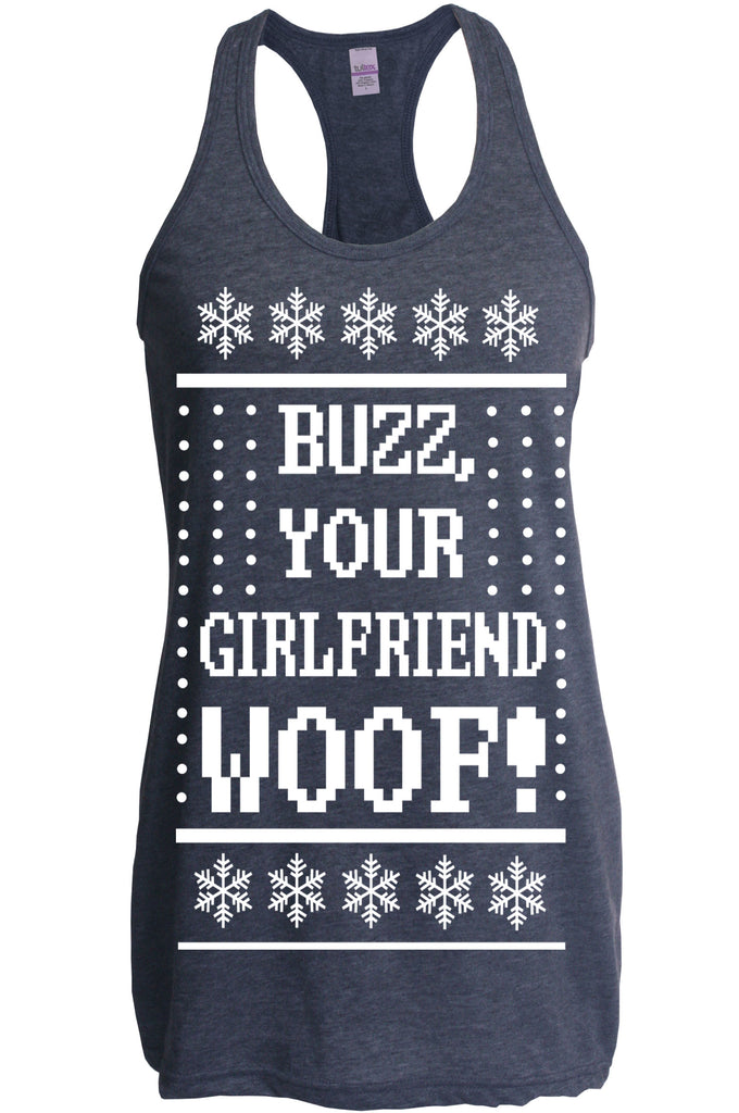 Hot Press Apparel Ugly Christmas Sweater Home 90s Movie Buzz Kevin Alone Holiday Party Costume Gift Present Funny Women's Tank Shirt