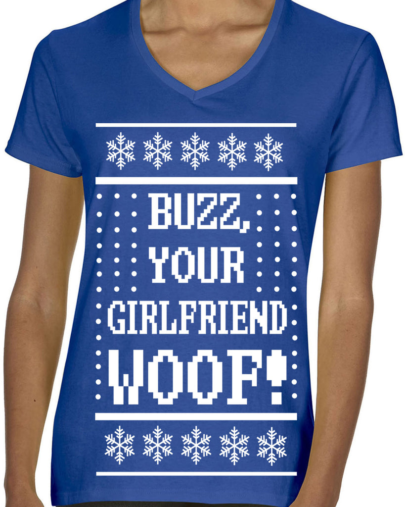 Hot Press Apparel Ugly Christmas Sweater Home 90s Movie Buzz Alone Kevin Holiday Party Gift Present Women's Shirt Costume