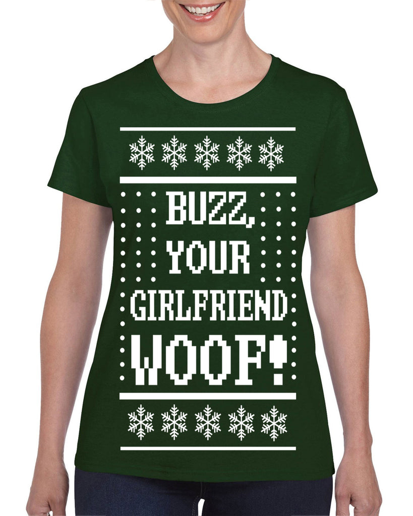 Hot Press Apparel Women's Shirt Ugly Christmas Sweater Home Buzz Gift Present Alone Kevin Buzz Ladies Tee 90s Movie Holiday