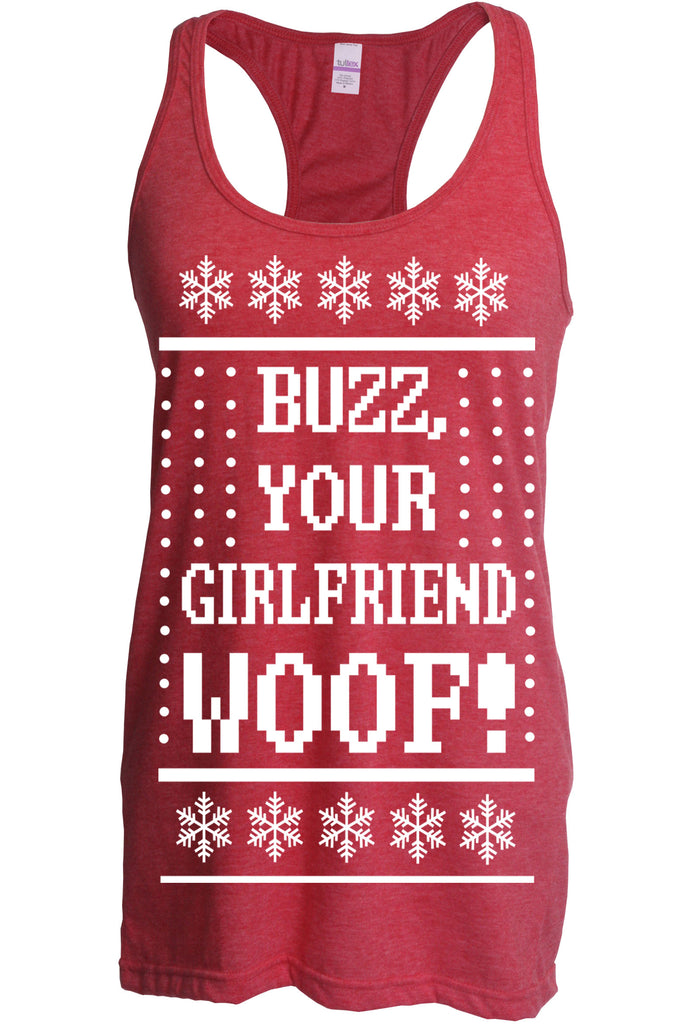 Hot Press Apparel Ugly Christmas Sweater Home 90s Movie Buzz Kevin Alone Holiday Party Costume Gift Present Funny Women's Tank Shirt
