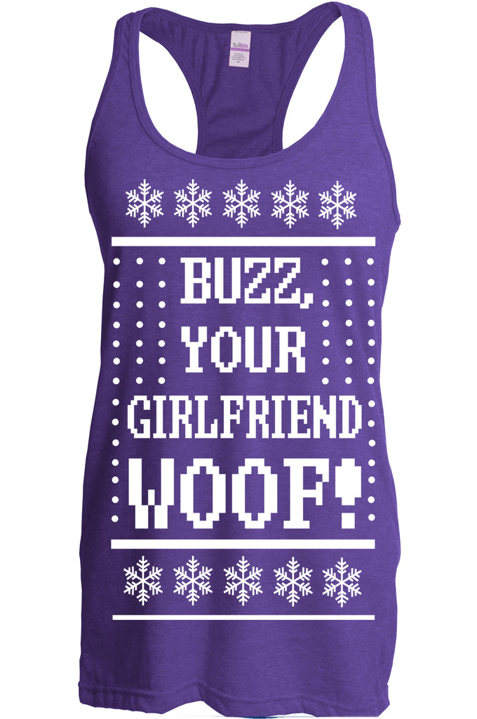 Hot Press Apparel Ugly Christmas Sweater Home 90s Movie Buzz Kevin Alone Holiday Party Costume Gift Present Funny Women's Tank Shirt