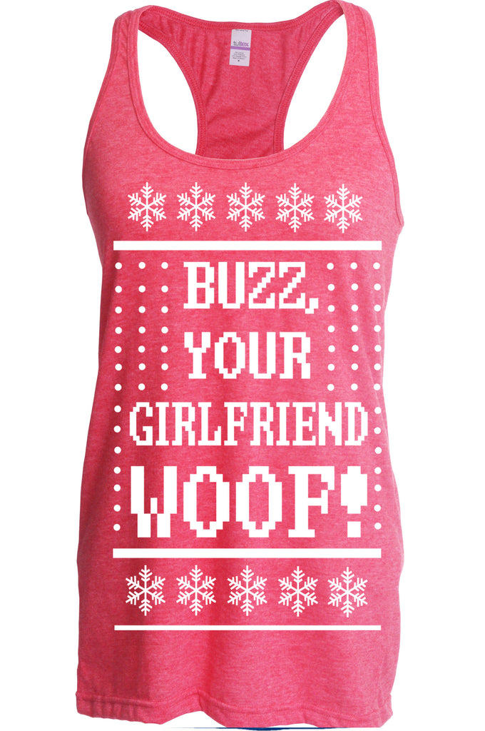 Hot Press Apparel Ugly Christmas Sweater Home 90s Movie Buzz Kevin Alone Holiday Party Costume Gift Present Funny Women's Tank Shirt