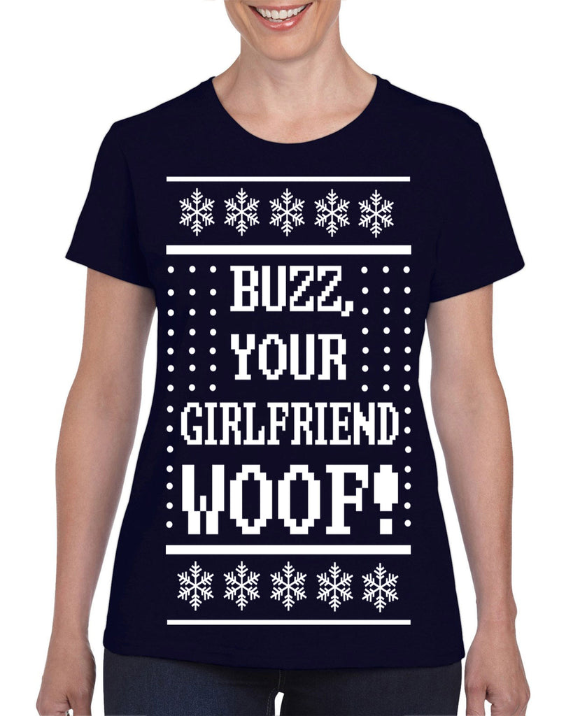 Hot Press Apparel Women's Shirt Ugly Christmas Sweater Home Buzz Gift Present Alone Kevin Buzz Ladies Tee 90s Movie Holiday