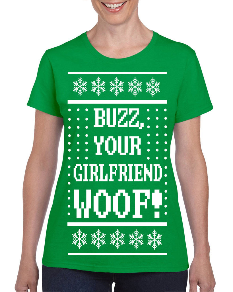 Hot Press Apparel Women's Shirt Ugly Christmas Sweater Home Buzz Gift Present Alone Kevin Buzz Ladies Tee 90s Movie Holiday