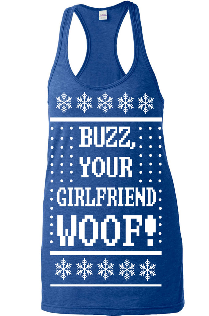 Hot Press Apparel Ugly Christmas Sweater Home 90s Movie Buzz Kevin Alone Holiday Party Costume Gift Present Funny Women's Tank Shirt