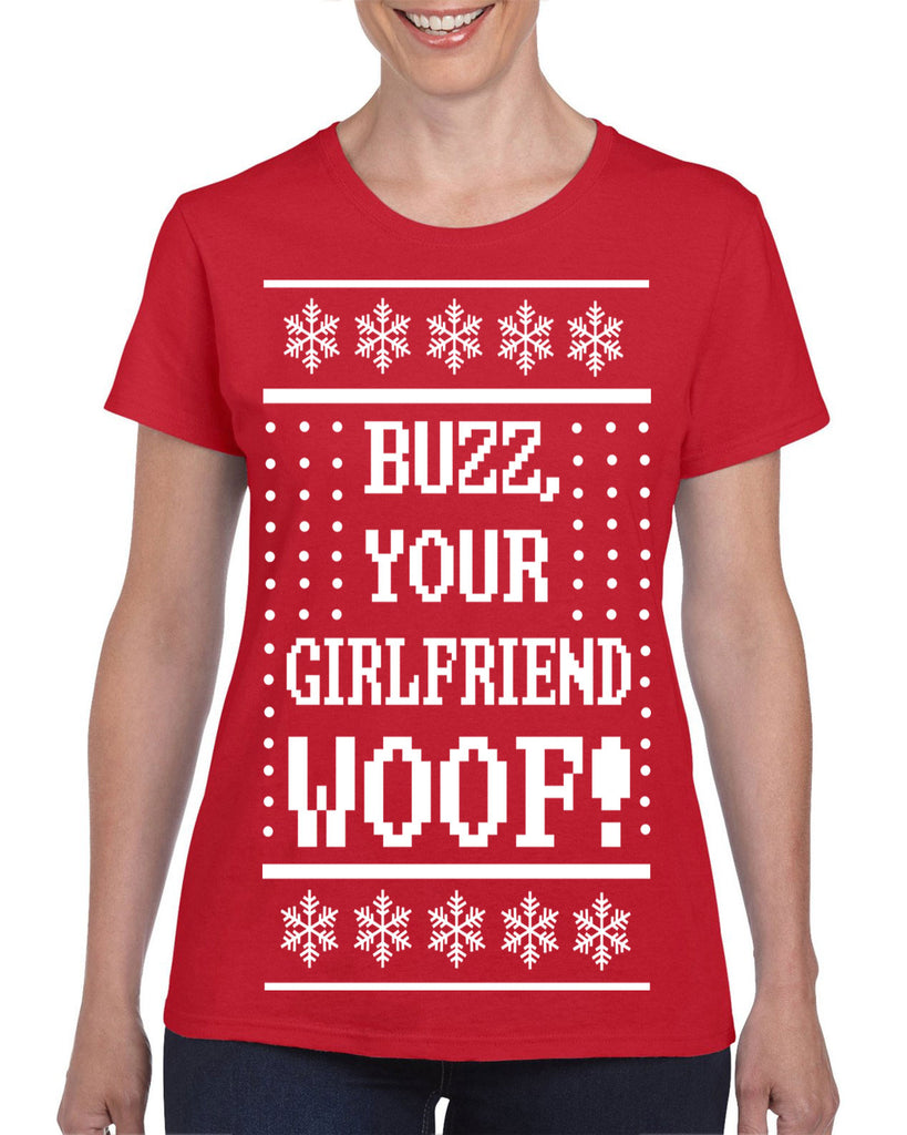 Hot Press Apparel Women's Shirt Ugly Christmas Sweater Home Buzz Gift Present Alone Kevin Buzz Ladies Tee 90s Movie Holiday