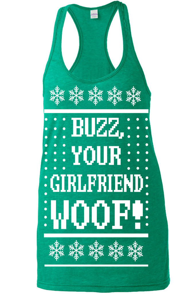 Hot Press Apparel Ugly Christmas Sweater Home 90s Movie Buzz Kevin Alone Holiday Party Costume Gift Present Funny Women's Tank Shirt