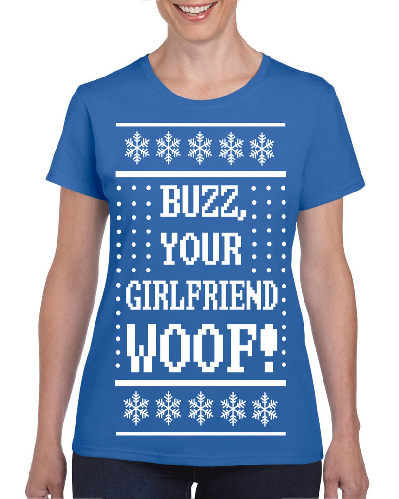 Hot Press Apparel Women's Shirt Ugly Christmas Sweater Home Buzz Gift Present Alone Kevin Buzz Ladies Tee 90s Movie Holiday