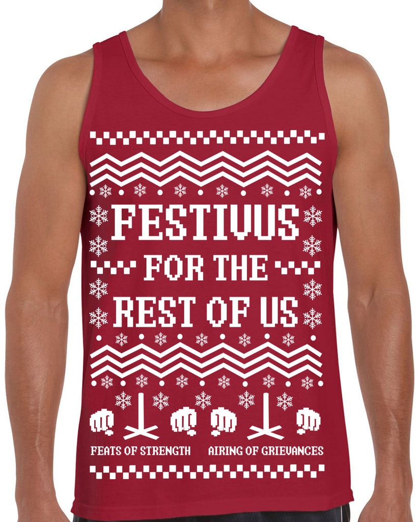 Hot Press Apparel Festivus For the Rest of Us Tank Top Ugly Christmas Sweater Seinfeld TV Show Holiday Party