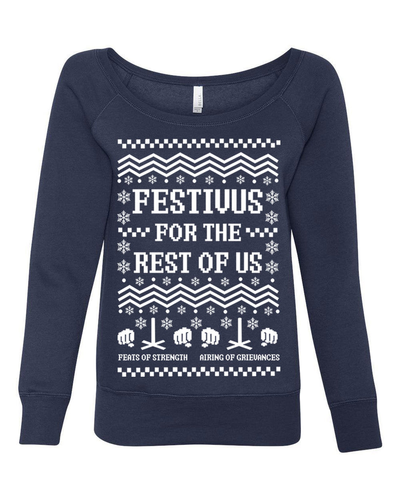 Hot Press Apparel Festivus for the Rest of Us Ugly Christmas Sweater Seinfeld Holiday Party Gift Present Ladies Clothing