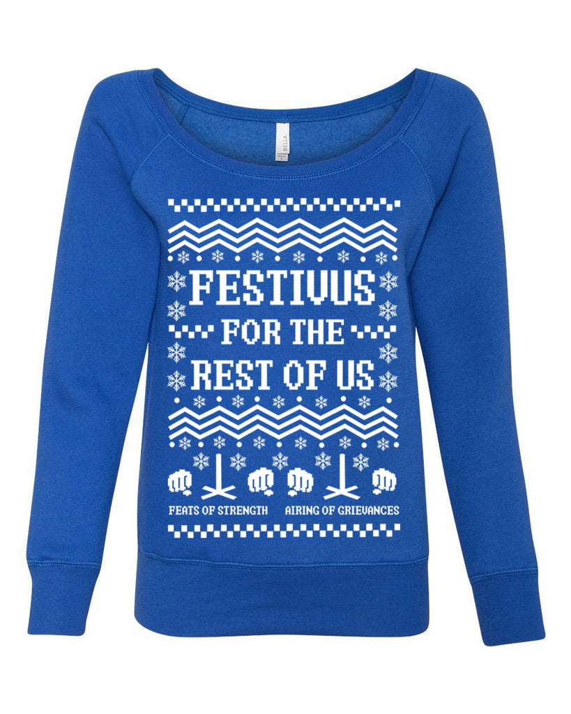 Hot Press Apparel Festivus for the Rest of Us Ugly Christmas Sweater Seinfeld Holiday Party Gift Present Ladies Clothing