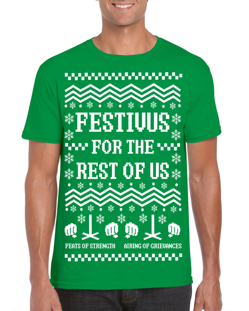 Men's Short Sleeve T-Shirt - Festivus for the Rest of Us Celebrate the Holiday season with Cheer and Humor sporting this hilarious Ugly Christmas Sweater Gift