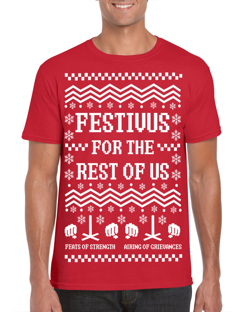 Men's Short Sleeve T-Shirt - Festivus for the Rest of Us Celebrate the Holiday season with Cheer and Humor sporting this hilarious Ugly Christmas Sweater Gift