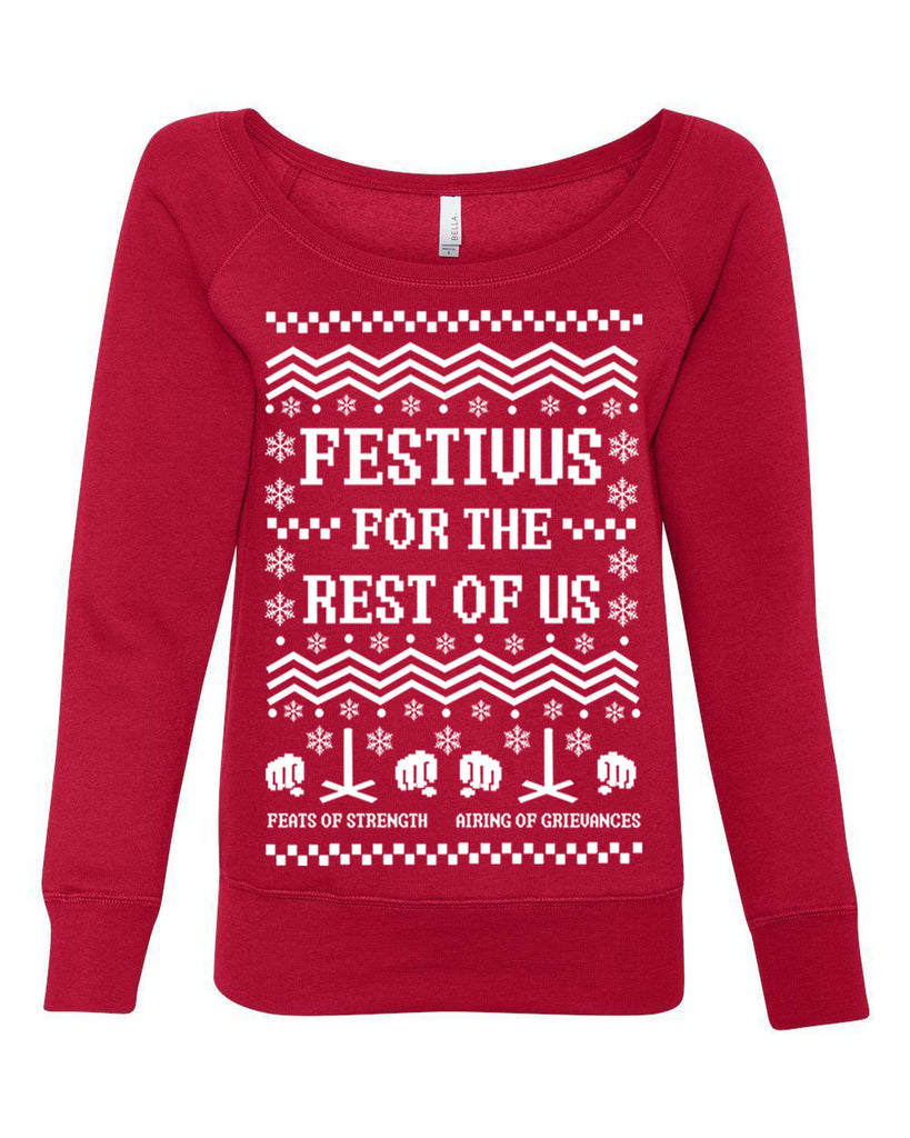 Hot Press Apparel Festivus for the Rest of Us Ugly Christmas Sweater Seinfeld Holiday Party Gift Present Ladies Clothing
