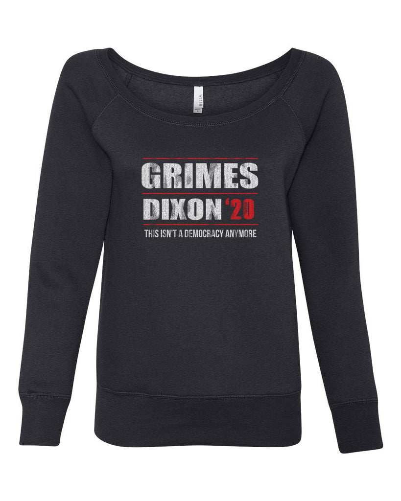 Grimes Dixon 2020 Off the Shoulder Crew Sweatshirt scary horror zombie walking tv show dead walker daryl rick president campaign