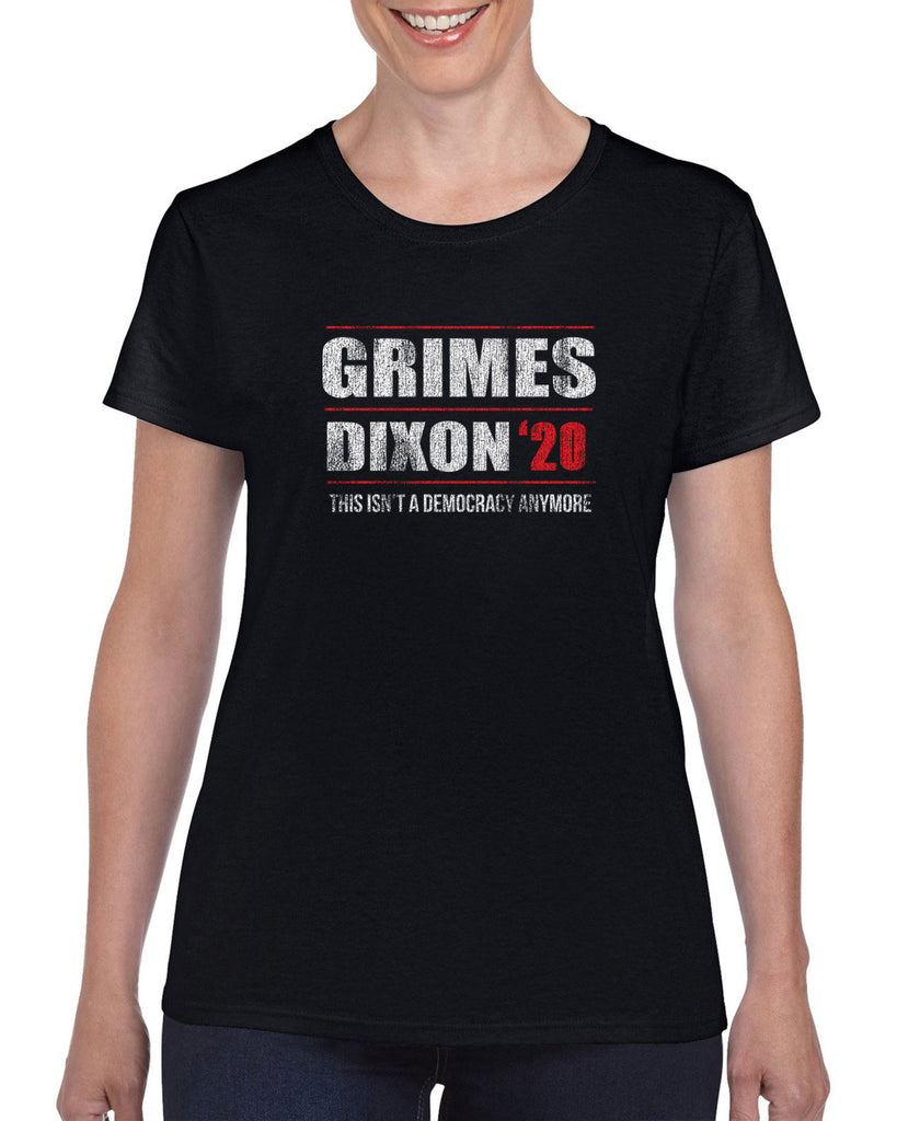 Grimes Dixon 2020 Womens T-Shirt scary horror zombie walking tv show dead walker daryl rick president campaign