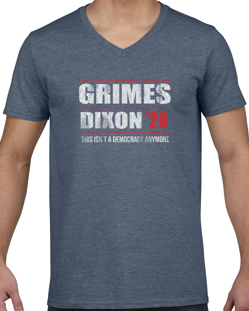 Grimes Dixon 2020 Mens V-neck Shirt scary horror zombie walking tv show dead walker daryl rick president campaign