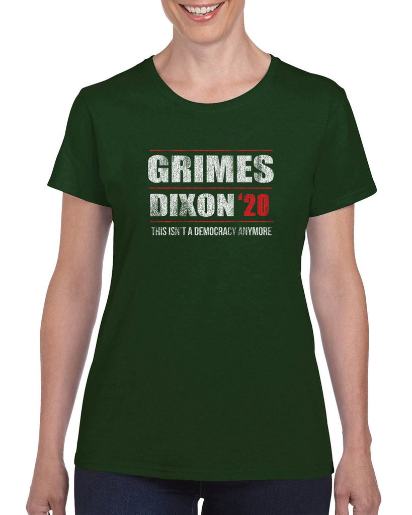 Grimes Dixon 2020 Womens T-Shirt scary horror zombie walking tv show dead walker daryl rick president campaign