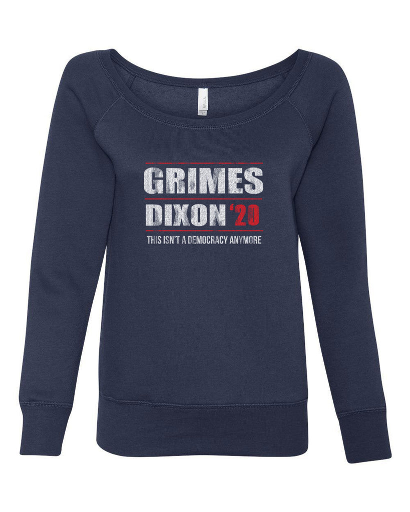 Grimes Dixon 2020 Off the Shoulder Crew Sweatshirt scary horror zombie walking tv show dead walker daryl rick president campaign