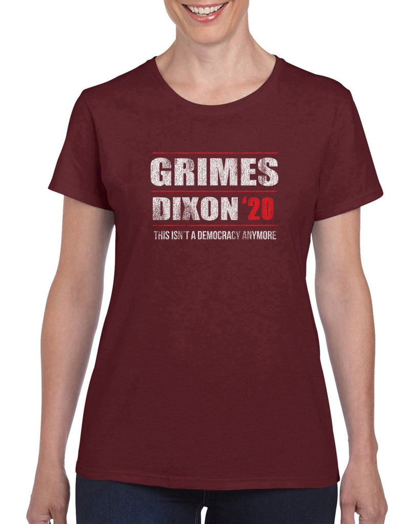 Grimes Dixon 2020 Womens T-Shirt scary horror zombie walking tv show dead walker daryl rick president campaign