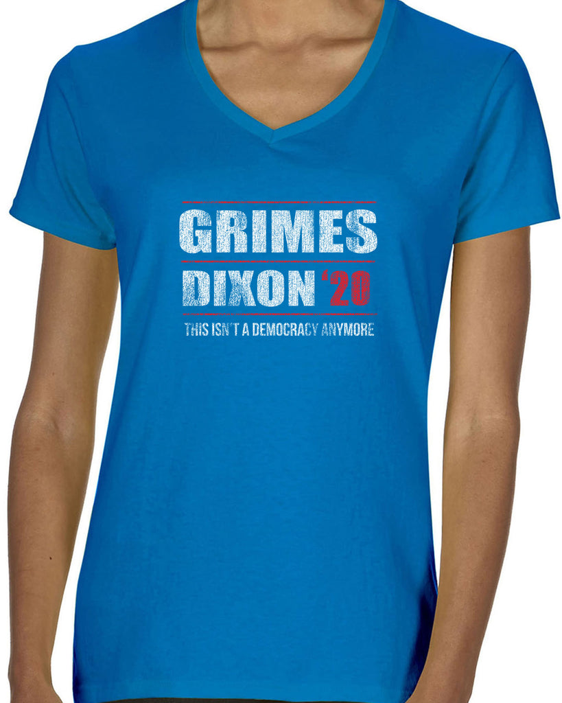 Grimes Dixon 2020 Womens V-neck Shirt scary horror zombie walking tv show dead walker daryl rick president campaign